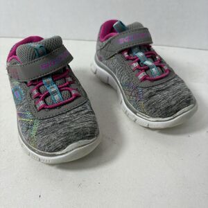 Skechers Sneakers Girls Baby Toddler Size 6 Gray Comfort Athletic Gel Memory G2